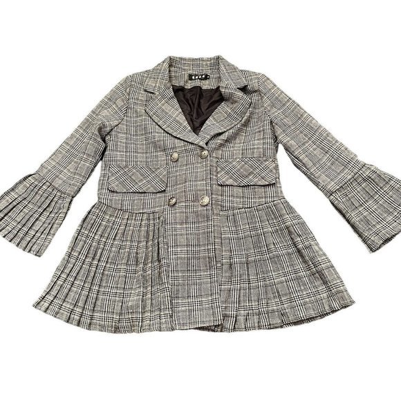 Women's Double Breasted Pleated Plaid Blazer M RoxyMC‎ - Picture 3 of 6